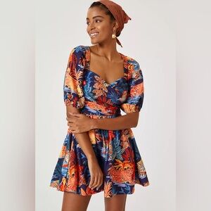 Anthropologie Puff-Sleeve Mini Dress in Jungle Tiger Print